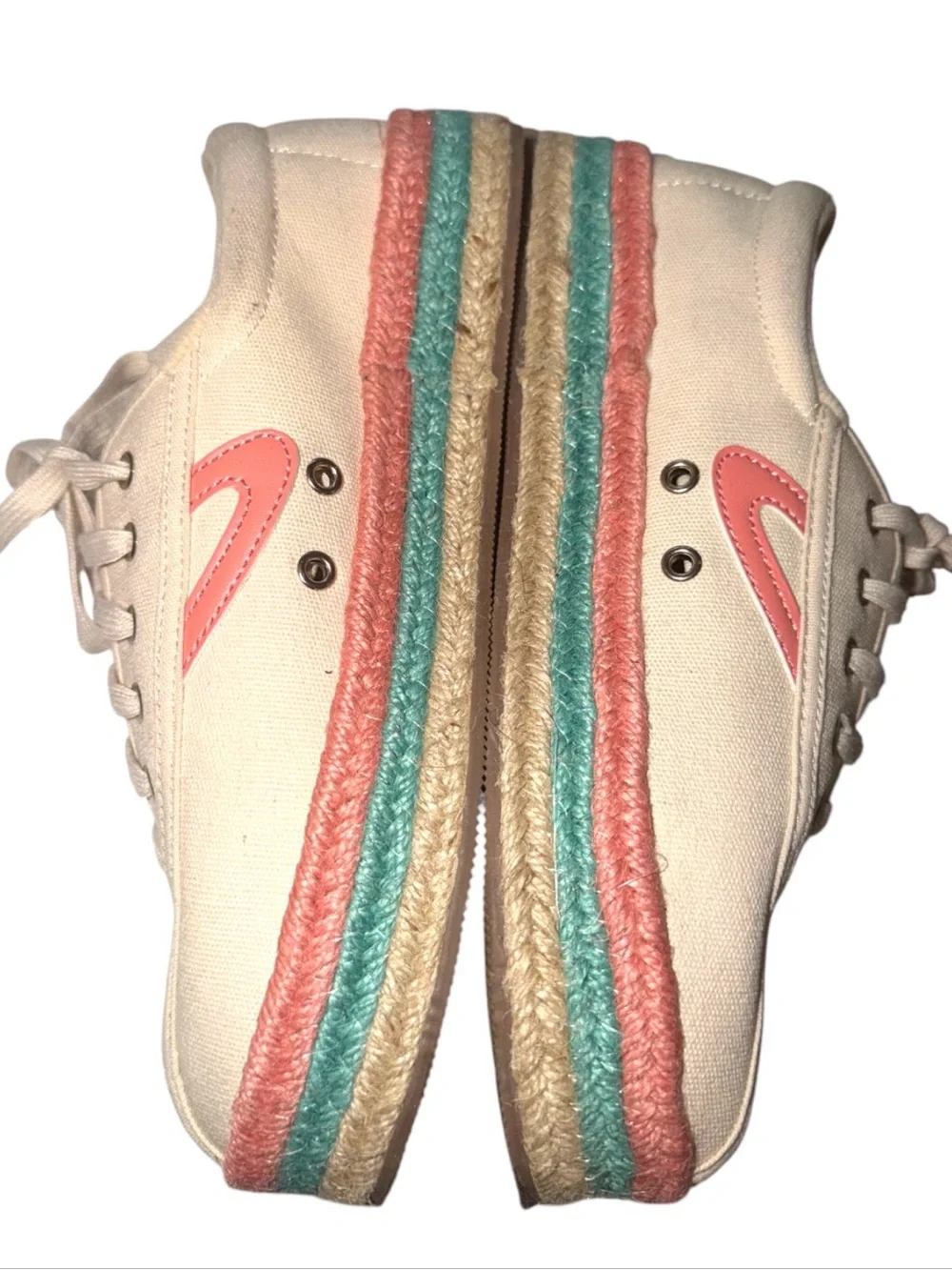 Tretorn Nylite Plus Espadrille Sneakers in Cream with Pink & Blue Accents